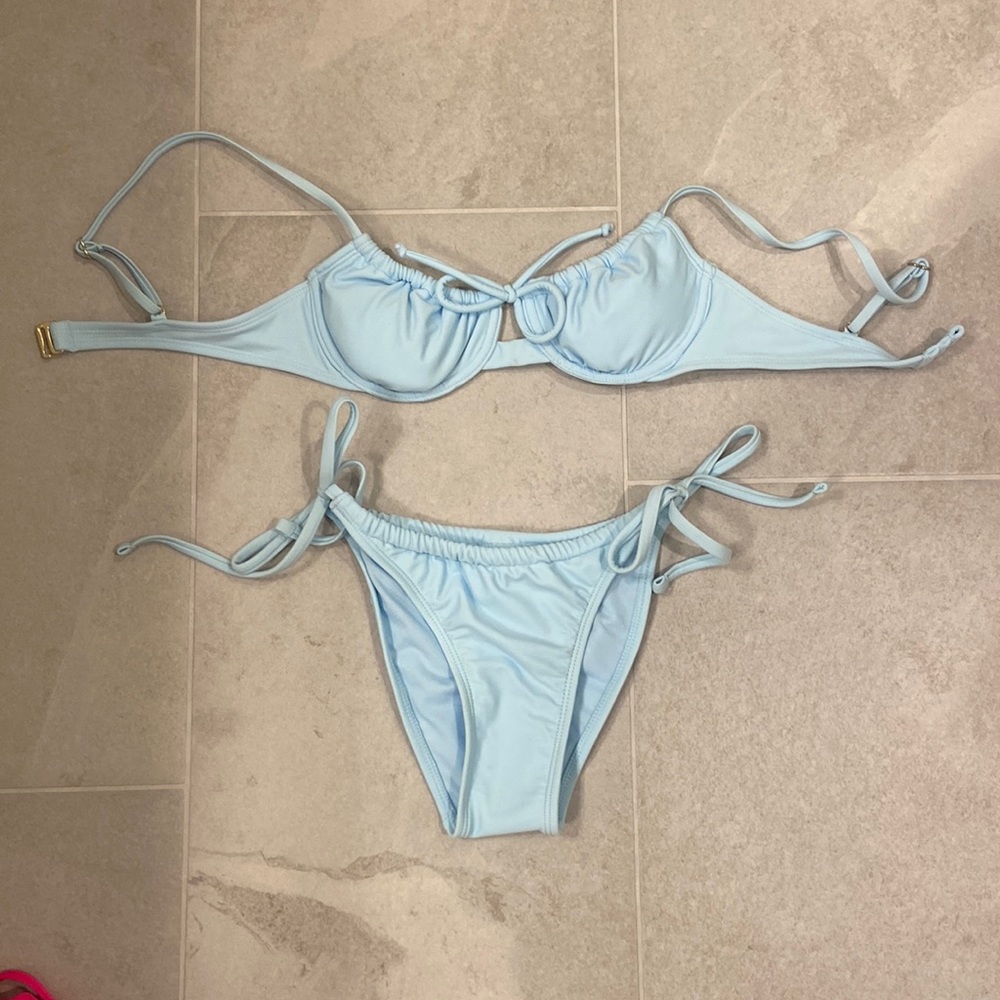 Xhilaration Shirred Underwire Bikini Blue